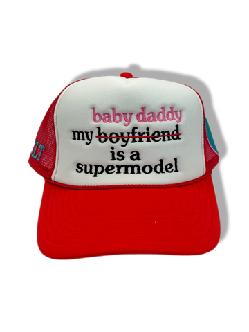my baby daddy is a supermodel hat red and pink